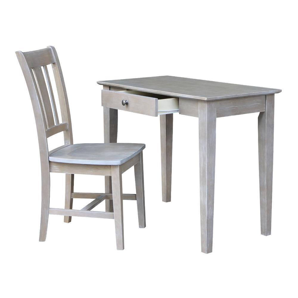 Gray Wood Desk with Drawer and Chair Set