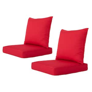 Outdoor/Indoor Deep-Seat Cushion 24 in. x 24 in. x 4 in. For The Patio, Backyard and Sofa Set of 2 Red