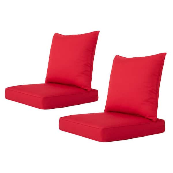 ARTPLAN Outdoor/Indoor Deep-Seat Cushion 24 in. x 24 in. x 4 in. For The Patio, Backyard and Sofa Set of 2 Red