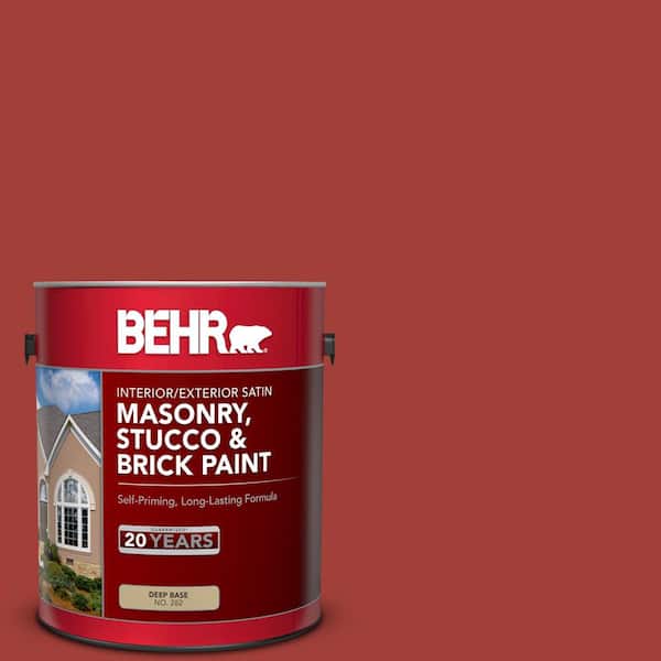 BEHR 1 gal. #PPU2-16 Fire Cracker Satin Interior/Exterior Masonry, Stucco and Brick Paint