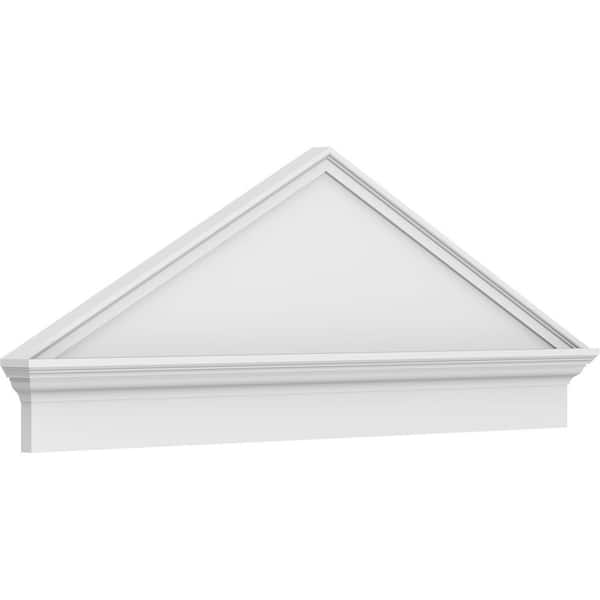 Ekena Millwork 2-3/4 in. x 54 in. x 20-3/8 in. (Pitch 6/12) Peaked Cap Smooth Architectural Grade PVC Combination Pediment Moulding