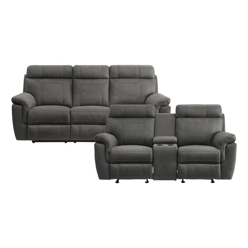 Cassville 84.5 in. W Pillow Top Arm Microfiber Rectangle 2-Piece Manual Rec