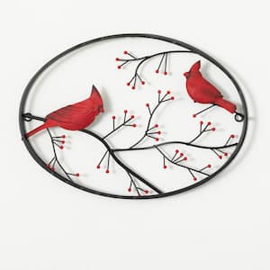 11.5 in. Metal Oval Cardinal Decorative Sign; Multicolored