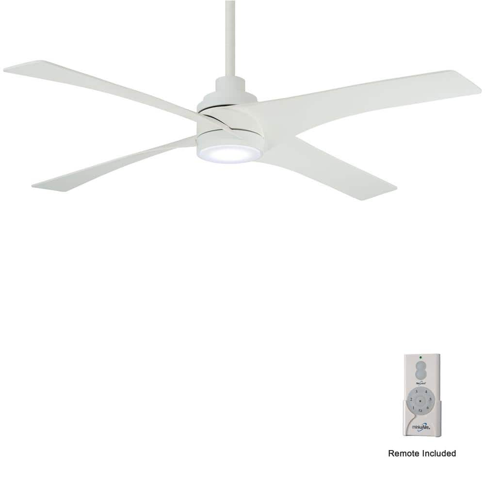 MINKA-AIRE Swept 56 in. Integrated LED Indoor Flat White Ceiling Fan with  Light with Remote Control F543L-WHF - The Home Depot