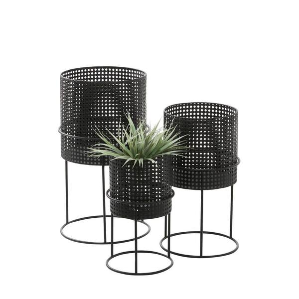 23.6 Black Plant Pot Indoor Modern Metal Planter with Stand for Living Room