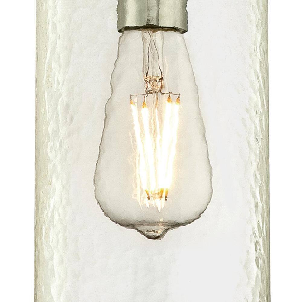 Brushed Nickel Mini Pendant with Clear Textured Glass