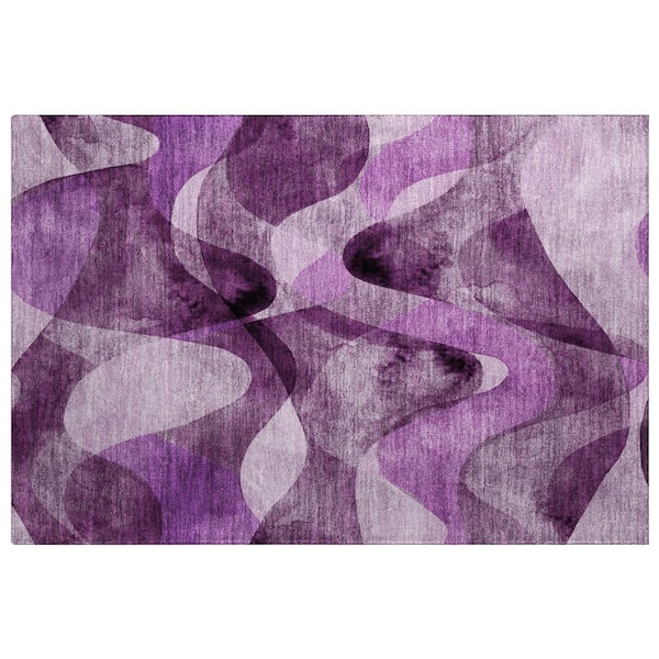 Dream Shag Premium Machine Washable Abstract ADS536 Purple 3 ft. x 4 ft. Area Rug