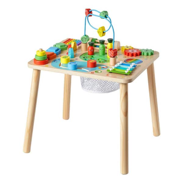 13-in-1 Montessori Activity Table, Wooden Learning Desk for Toddlers 1-3, Baby Play Table for Boys and Girls 6+ Months