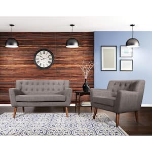 Mill Lane Cement Polyester 3-Seat Loveseat Set with Coffee Finish Legs