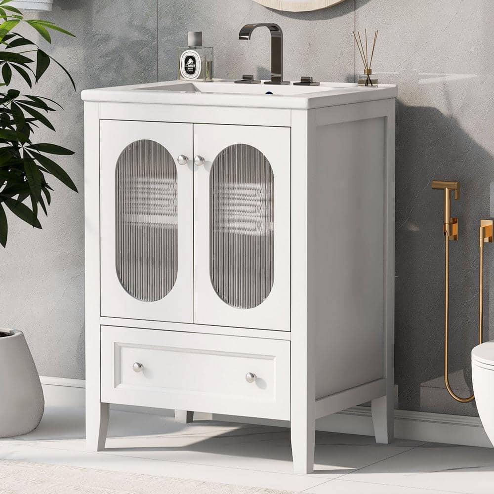 24 in. W x 18.3 in. D x 33.9 in. H Single Sink Freestanding Bath Vanity in 