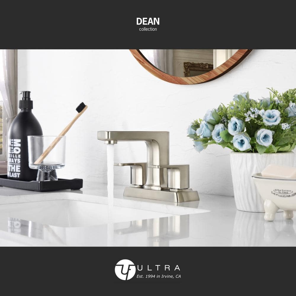 Dean Brushed Nickel Centerset 2-Handle Bathroom Faucet with Drain Assembly