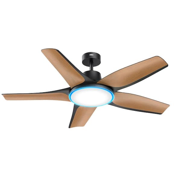 DREO 52 in. Indoor Black Smart Ceiling Fan with Light and Remote