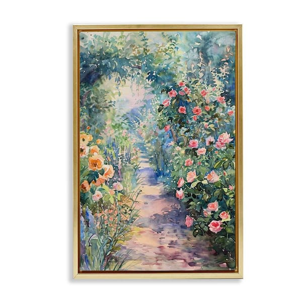 Stupell Industries Spring Garden Archway by LSR Design Studio Gold Floater Frame Nature Graphic Art Print 31 in. x 21 in.