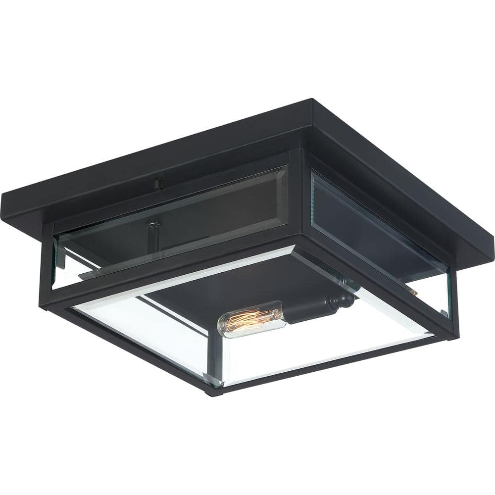 Earth Black Glass Flush Mount Ceiling Light with Clear Panels