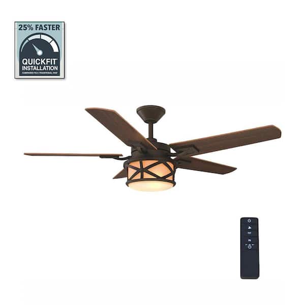 Home Decorators Collection Copley 52 in. Indoor/Outdoor LED Oil Rubbed Bronze Ceiling Fan with Light Kit, Downrod, Remote and Reversible Blades