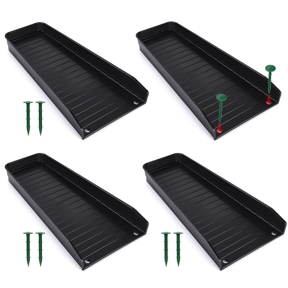 4-Pack 16.3 in. Black Rain Gutter Downspout Splash Block, Downspout Diverter, Down Spout Drain Extension for Lawn price history on PriceWatchPro