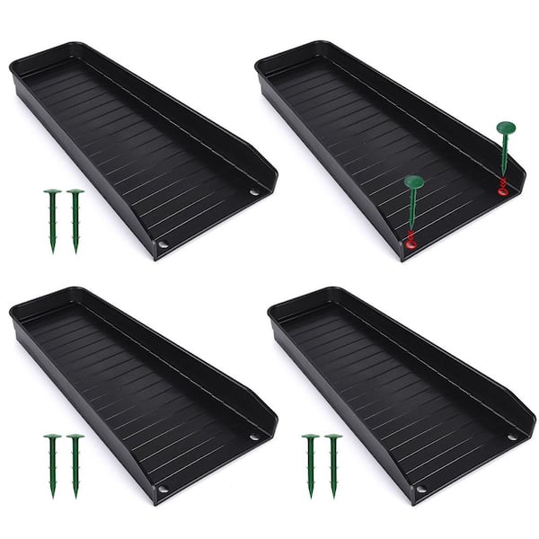 4-Pack 16.3 in. Black Rain Gutter Downspout Splash Block, Downspout Diverter, Down Spout Drain Extension for Lawn