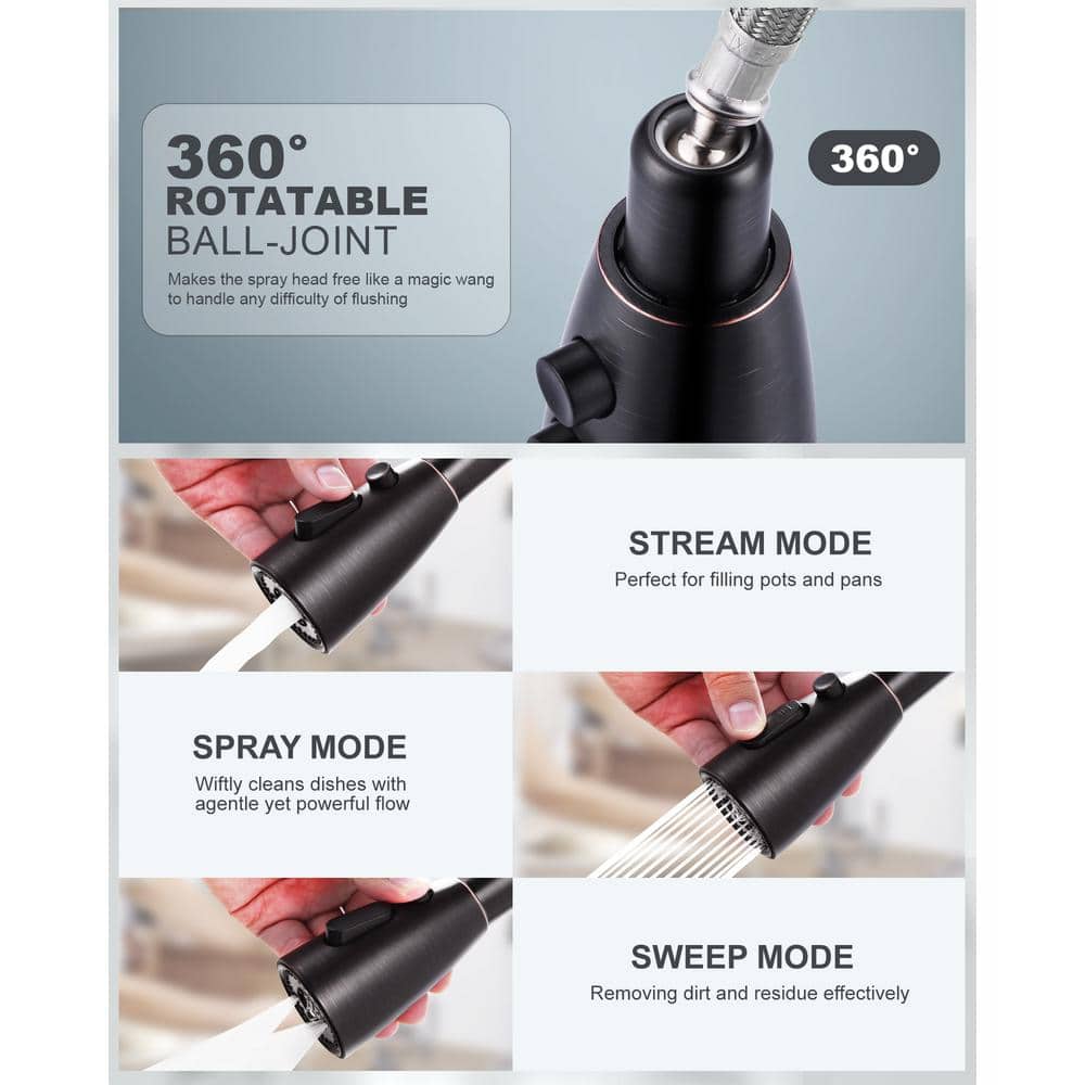 Oil Rubbed Bronze Touchless Pull-Down Kitchen Faucet with Spray