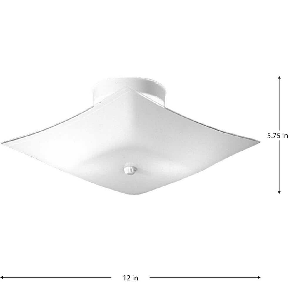 White Square Glass Flush Mount Ceiling Light