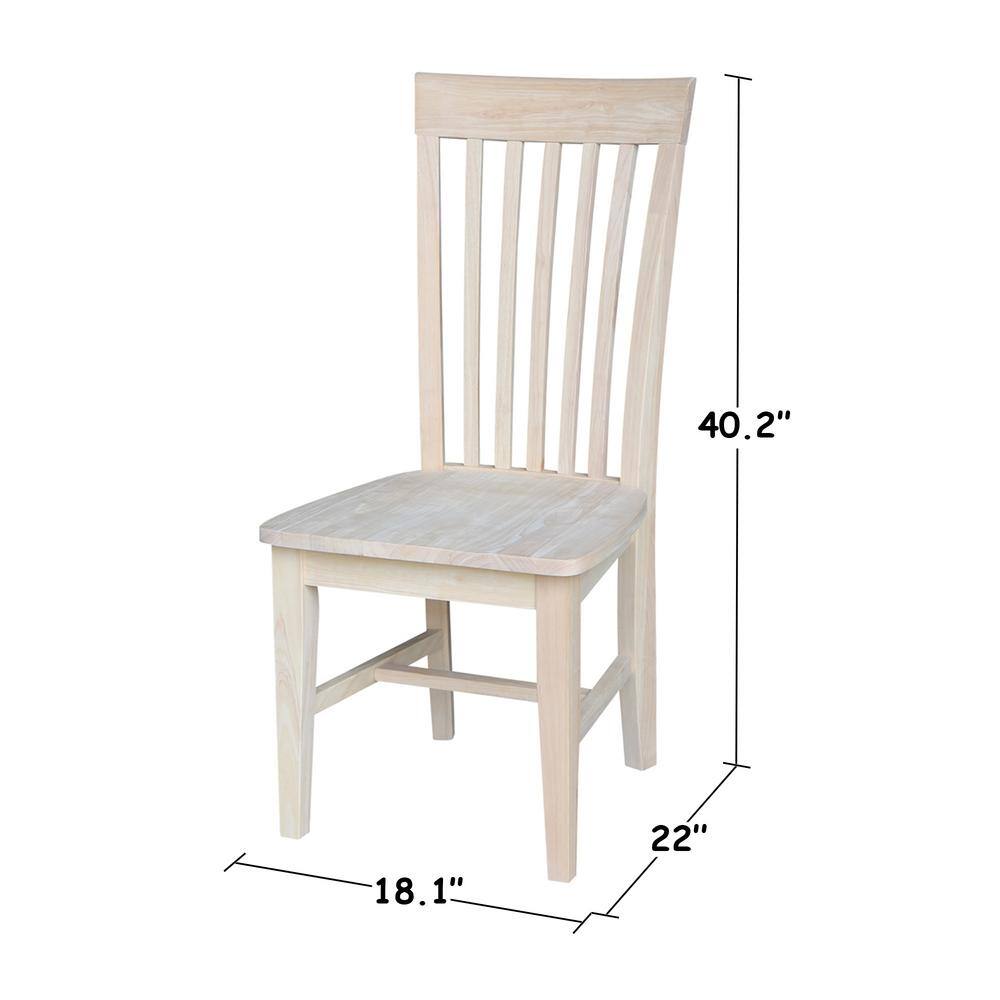Set of 2 White High Slat Solid Wood Side Chairs