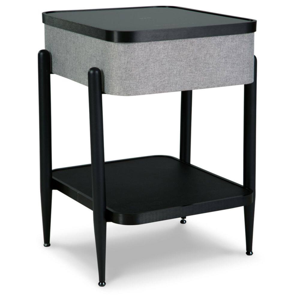 Jorvalee 19 in. Black Rectangle Glass End Table with Shelves - thumbnail 3
