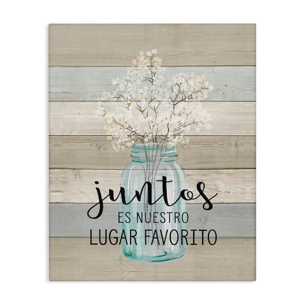 Stupell Industries Our Favorite Place Flowers by Lettered and Lined Gallery Wrapped Unframed Typography Graphic Art Print 40 in. x 30 in.