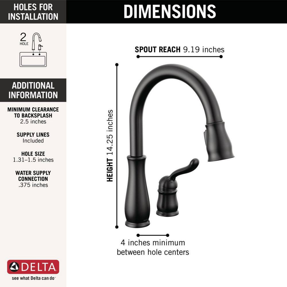 Matte Black Single Handle Pull-Down Kitchen Faucet with Spray