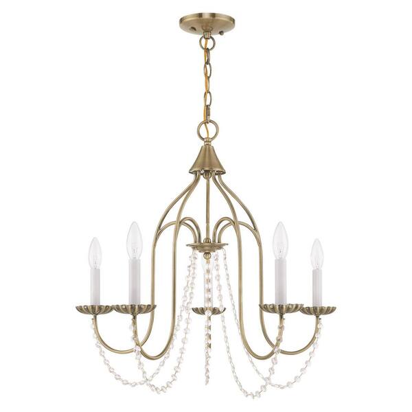 Livex Lighting Alessia 5 Light Antique Brass Chandelier 40795-01