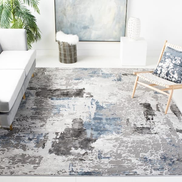 Craft Gray/Blue 12 ft. x 15 ft. Gradient Abstract Area Rug