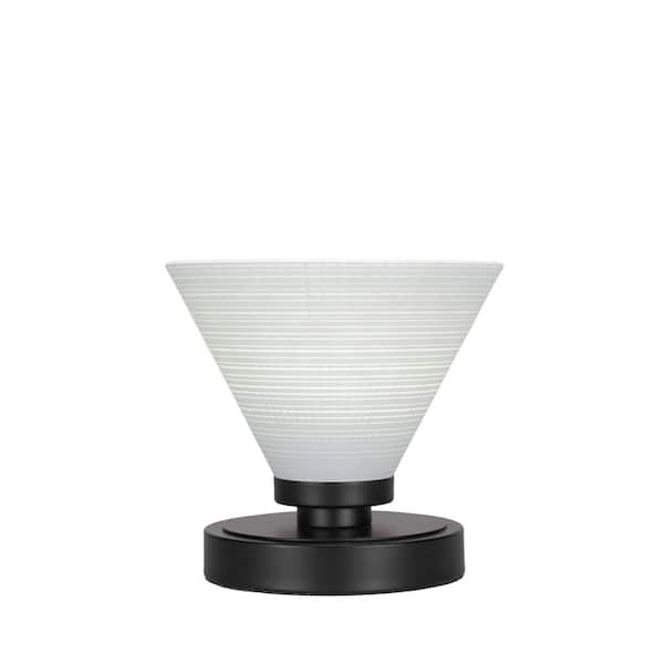 Unbranded Quincy 6.5 in. Matte Black Accent Lamp with Glass Shade