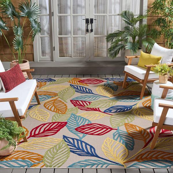 Cabana 10 x 14 Ivory/Green Leaf Area Rug