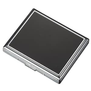 Saturn Chrome with Metallic Black Stainless Steel Cigarette Case (18-Cigarettes)