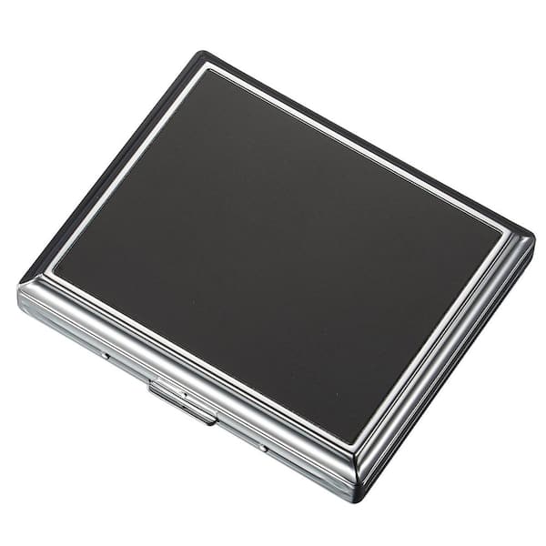 Visol Saturn Chrome with Metallic Black Stainless Steel Cigarette Case (18-Cigarettes)