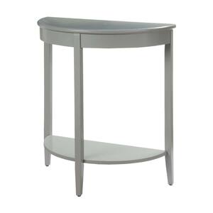 26 in. Gray Half Moon Wood Console Table with Open Bottom Shelf