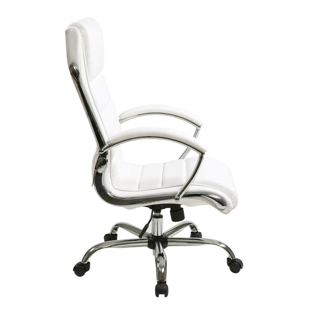 White Faux Leather Executive Swivel Chair with Adjustable Arms