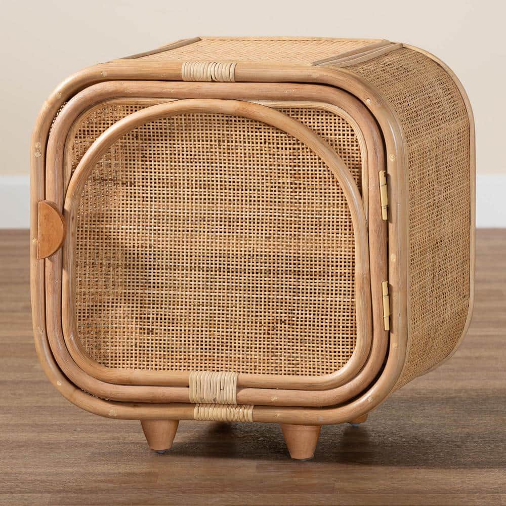 Keita Natural Rattan Bohemian Rectangle Nightstand