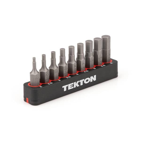 TEKTON 1/4 in. Metric Hex Bit Set with Rail (2 mm to 6 mm)