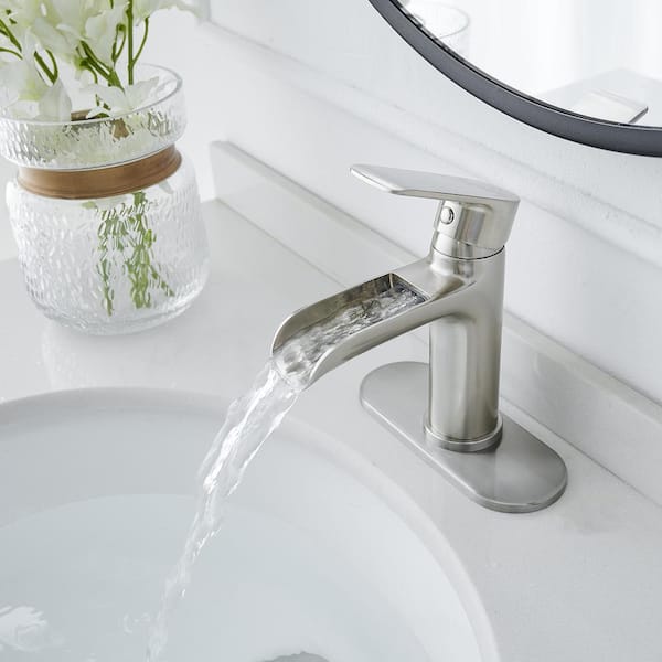 HOMEMYSTIQUE Single Handle Waterfall Single Hole Bathroom Faucet