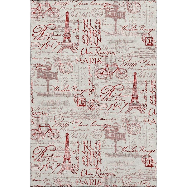 Mayfield Premium Machine Washable Abstract AMF2209 Red 3 ft. x 4 ft. Area Rug