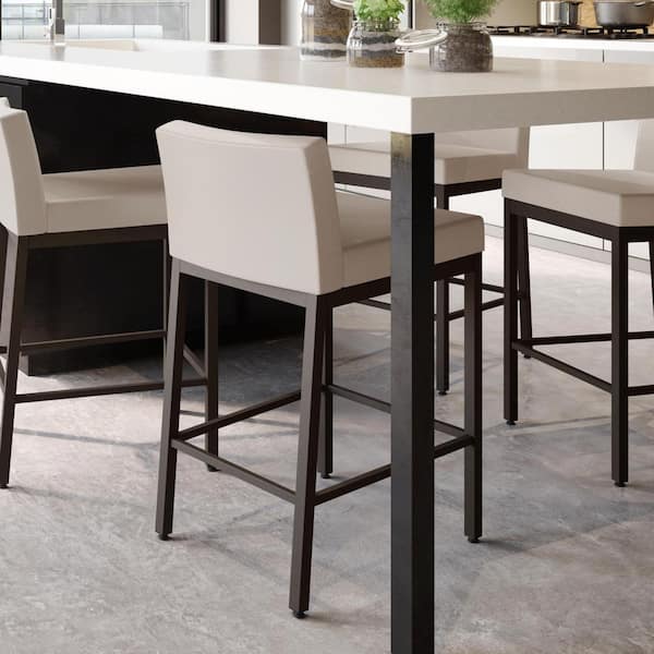 Amisco Fairfield 26 in. Textured Dark Brown Metal Beige Polyurethane Counter Stool