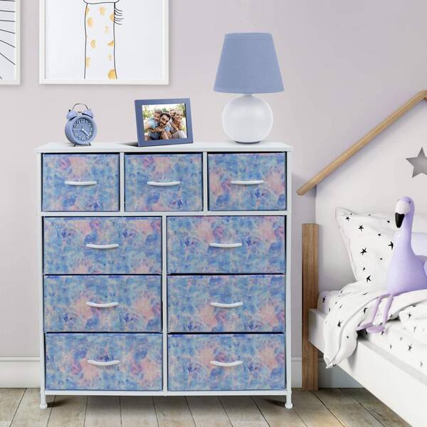 blue fabric dresser Sophia Modern Style Crystal Tufted Upholstery 7 Drawer Dresser Finished  With Velvet Fabric Made With Wood In Blue Blue Bedroom Contemporary,Modern