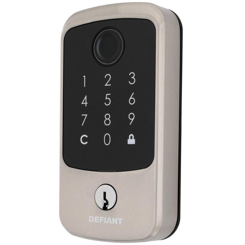 Hubspace Satin Nickel Square Biometric Fingerprint Electronic Touchpad Deadbolt