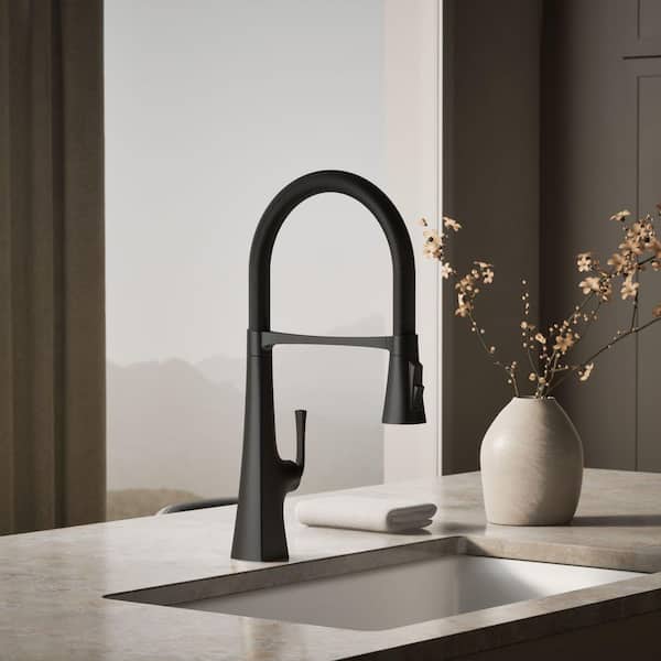 Graze Single-Handle Medium Standard Kitchen Faucet in Matte Black
