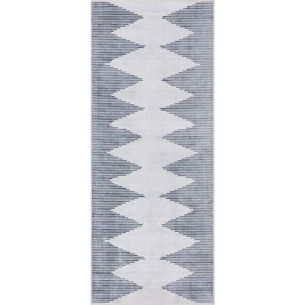 Well Woven Apollo Bree Ivory Grey 3 ft. 11 in. x 9 ft. 10 in. Runner Moroccan Moroccan Diamond Flat-Weave Area Rug