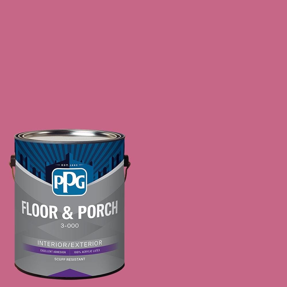 PPG 1 gal. PPG1182-6 Geranium Pink Satin Interior/Exterior Floor and ...