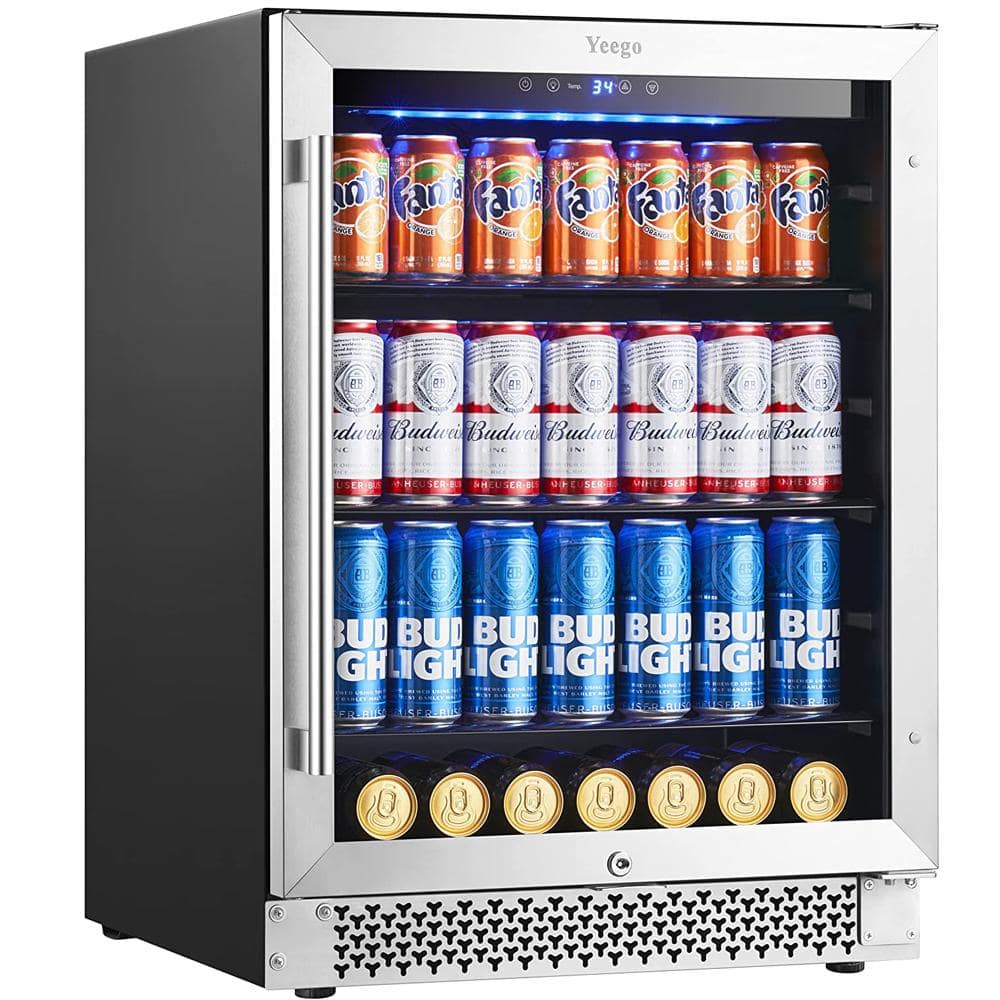 Yeego 24 in. 12 oz. of 140 Cans Beverage Cooler Beer Refrigerator built ...