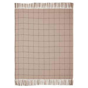 Connell Burgundy Tan Primitive Windowpane Woven 50 in. x 60 in. Cotton Blend Throw Blanket