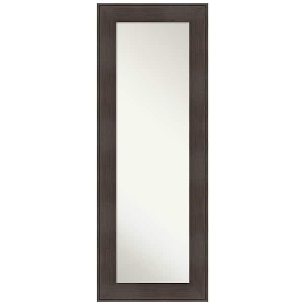 Amanti Art William Rustic Woodgrain 20.25 in. x 54.25 in. Rustic Rectangle Framed Brown On the Door Mirror