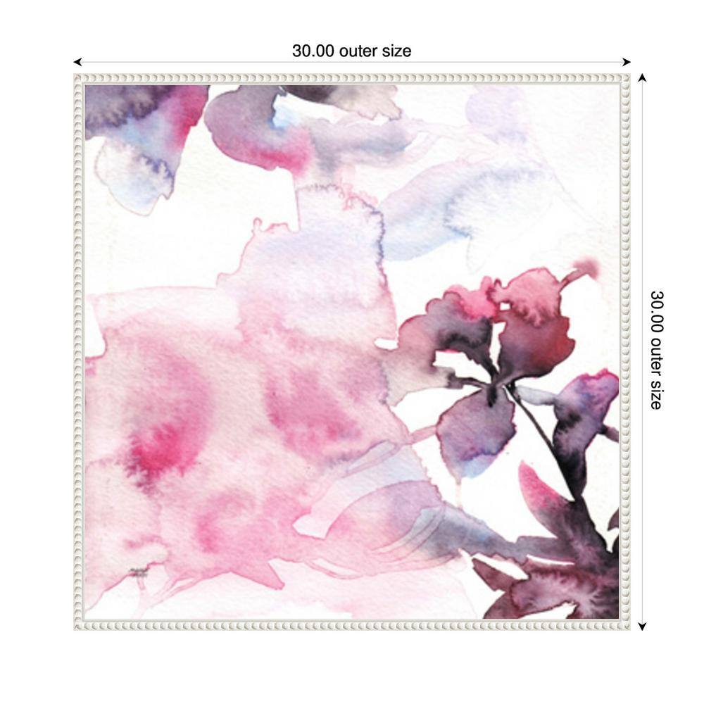 Watercolor Floral Pink Purple Abstract Canvas with White Frame
