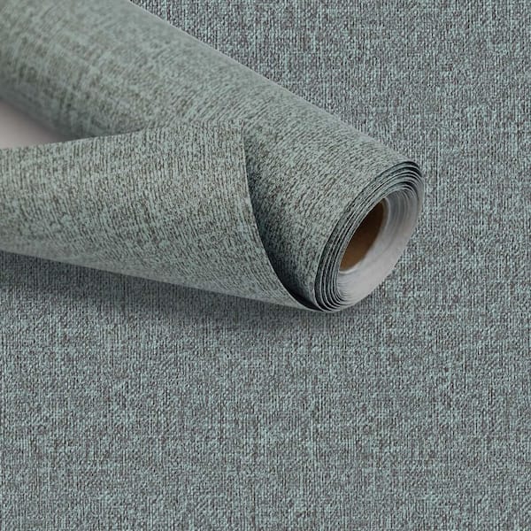 Blue Vinyl Peel & Stick Wallpaper with Flax Design, 2-Roll (Cover 25.83 sq. ft. )